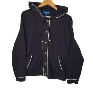 Karen Scott Women's Sport Black Hoodie Gold Button Down Size XL